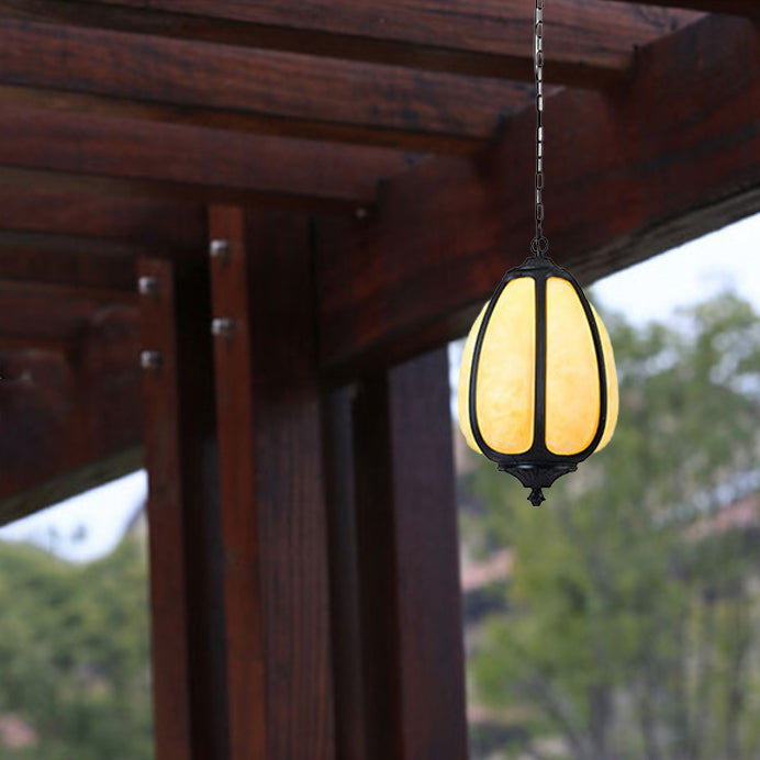 Art Deco Oval Pumpkin Pendant Light - Cast Aluminum