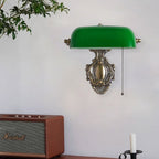 Vintage Copper and Green Glass Wall Sconce Lamp - 1-Light