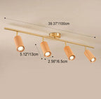 Nordic Minimalist Walnut Wood LED Linear Track Ceiling
