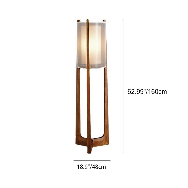 Minimalist Solid Wood Fabric Floor Lamp - Japanese Design, 1-Light