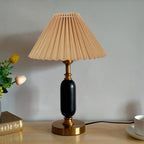 Vintage Pleated Shade Column Table Lamp - 1 Light