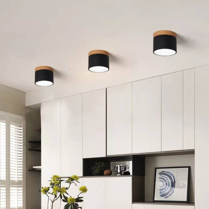 Scandinavian Solid Color Log LED Flush Mount Ceiling Light