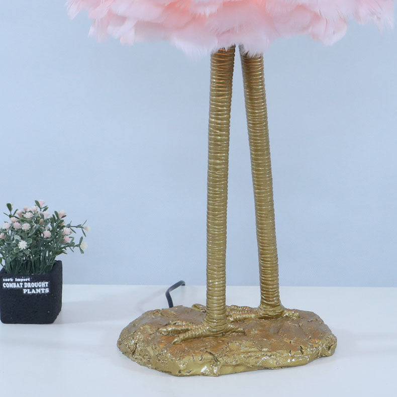Nordic Goose Feather Flamingo Table Lamp - 1-Light Design for Bedside