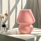 Contemporary Striped Mushroom Glass Table Lamp - 1 Light