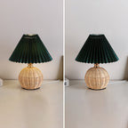 Nordic Rattan Pleated LED Table Lamp for Bedroom