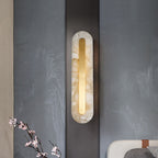 Premium Brass and Marble Oval LED Wall Sconce