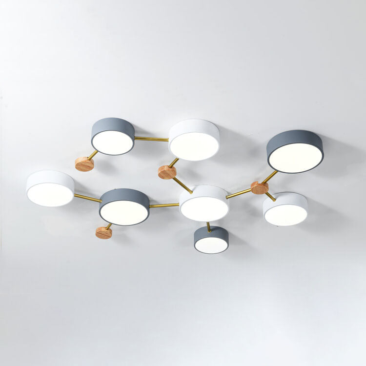 Scandinavian Minimalist Solid Wood and Iron LED Flush