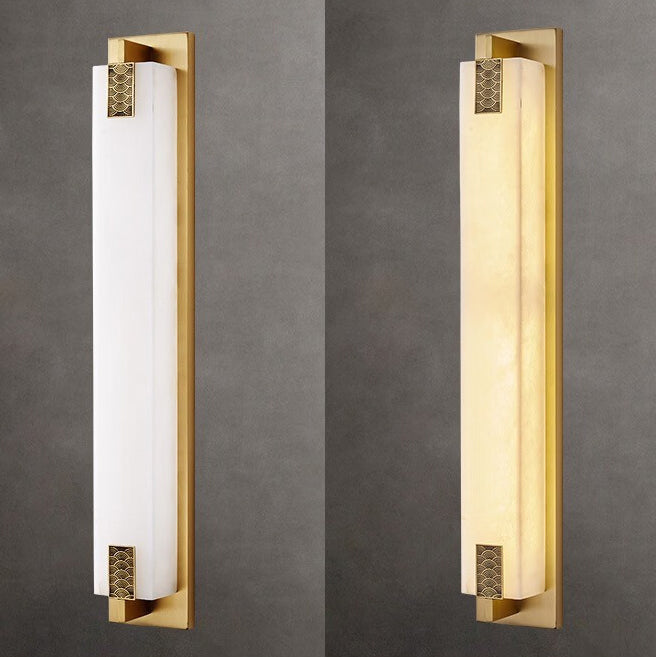 Rectangular Copper Marble LED Outdoor Wall Sconce