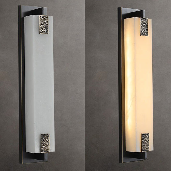 Rectangular Copper Marble LED Outdoor Wall Sconce