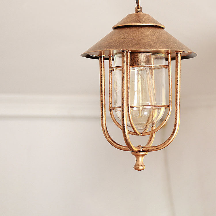 Vintage Aluminum and Glass Outdoor Pendant Light