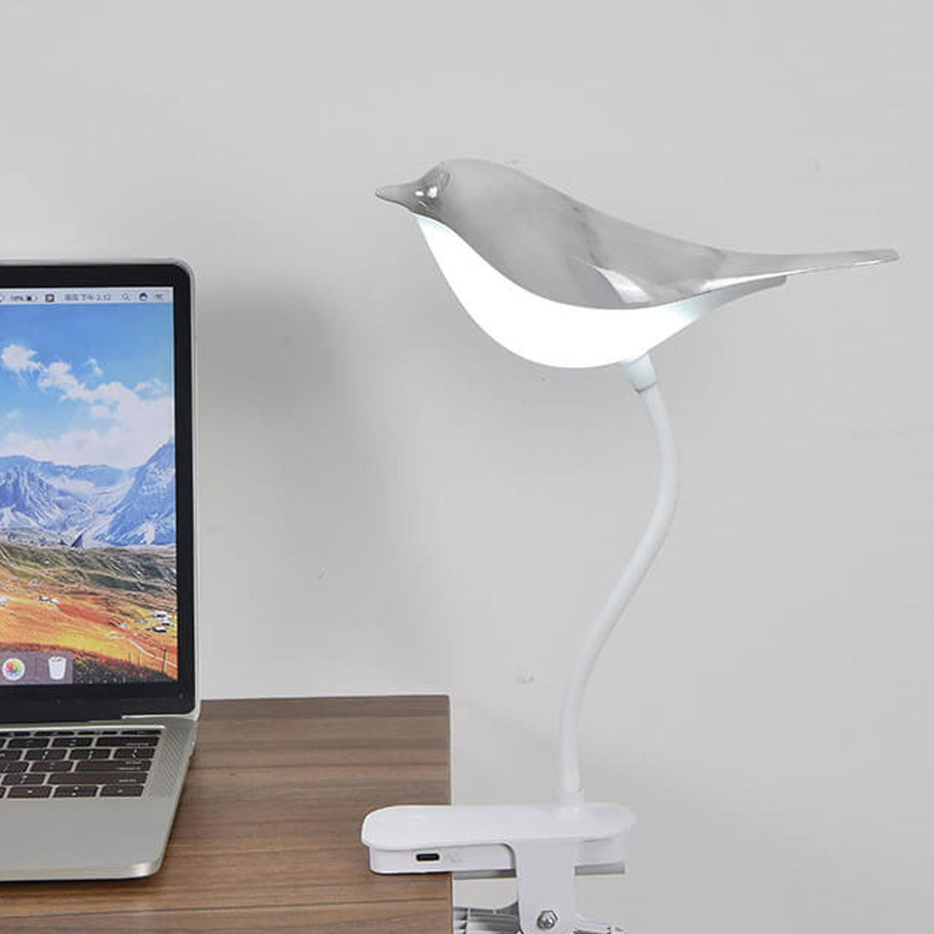 Nordic Bird Clip LED Night Light - USB Rechargeable Table Lamp