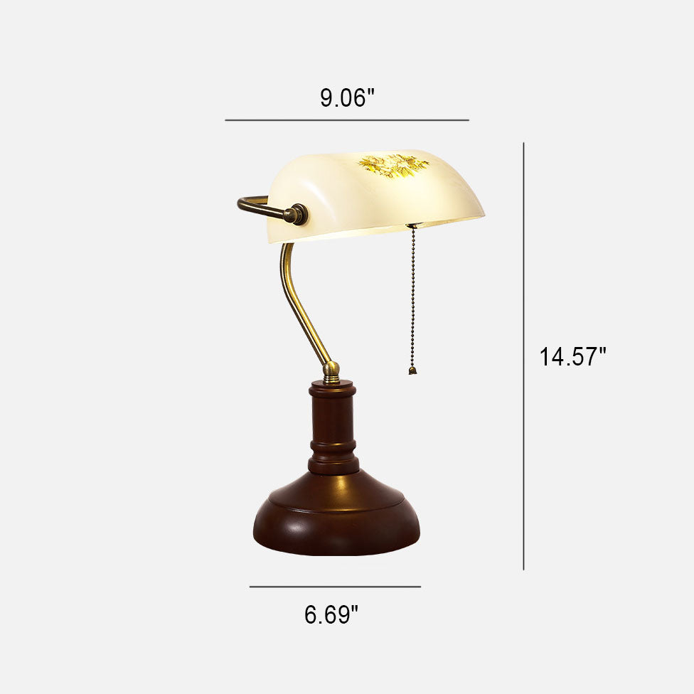 Vintage Solid Wood Glass Table Lamp with Zipper Shade - 1 Light