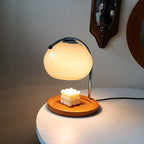 Premium Vintage Glass Dome Table Lamp with Solid Wood Base - 1-Light Melting Wax Design