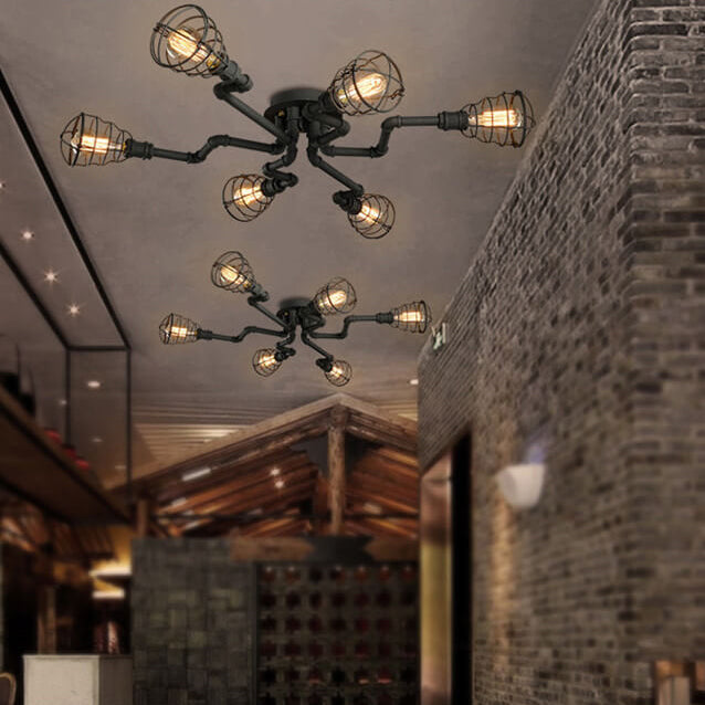 Industrial Round Iron Flush Mount