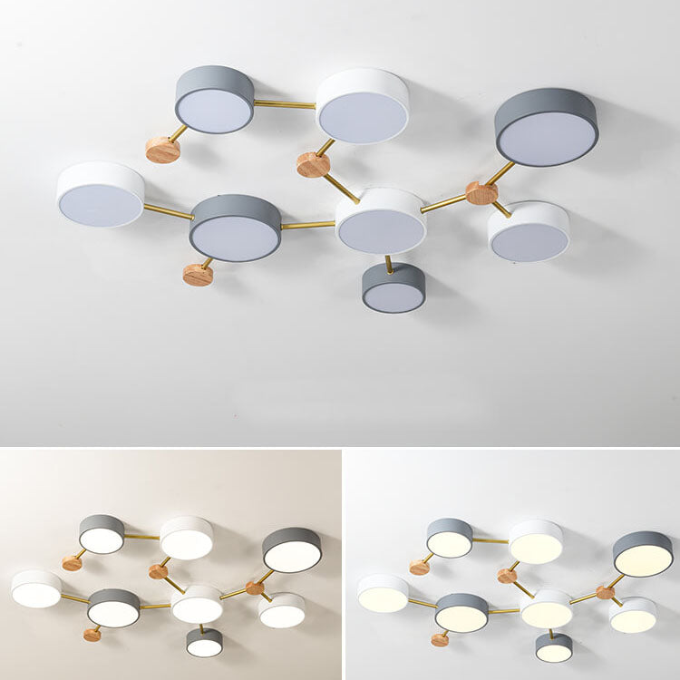 Scandinavian Minimalist Solid Wood and Iron LED Flush