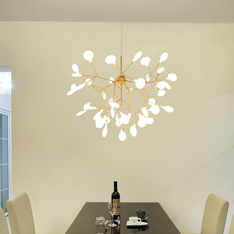 Premium LED Firefly Chandelier with Modern Metal Branch Design - Available in 27 or 36 Lights