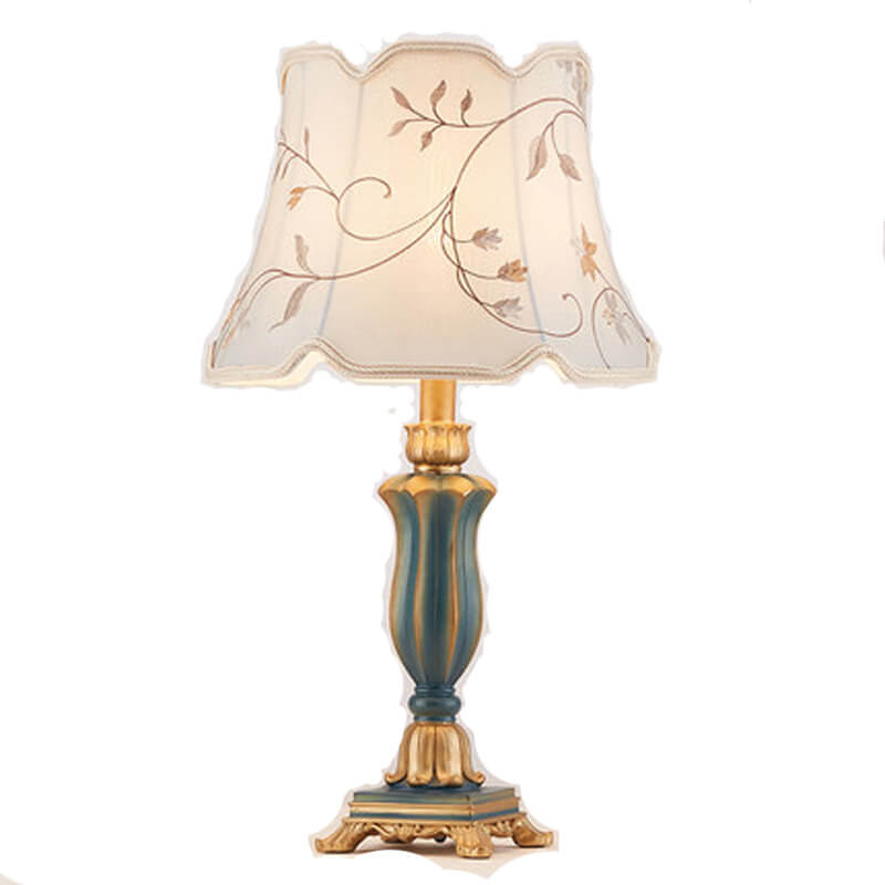 Classic Round Fabric and Resin Table Lamp - 1 Light