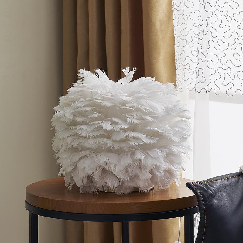 Contemporary Ball-Shaped Table Lamp with Feather Design