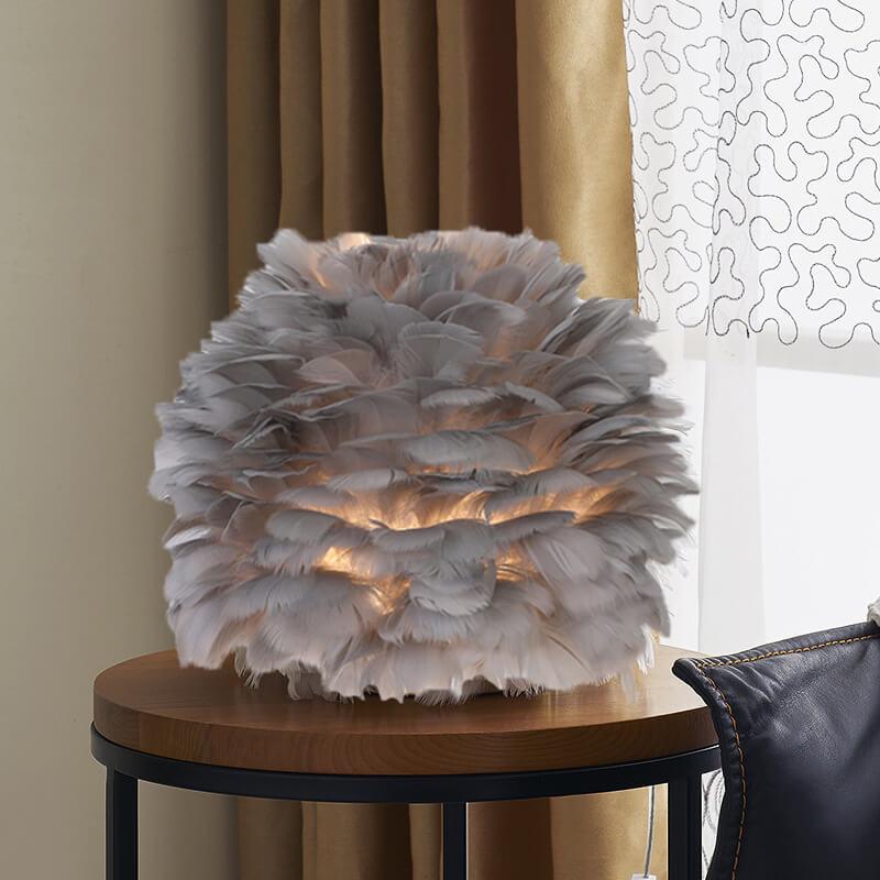 Contemporary Ball-Shaped Table Lamp with Feather Design