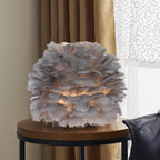 Contemporary Ball-Shaped Table Lamp with Feather Design