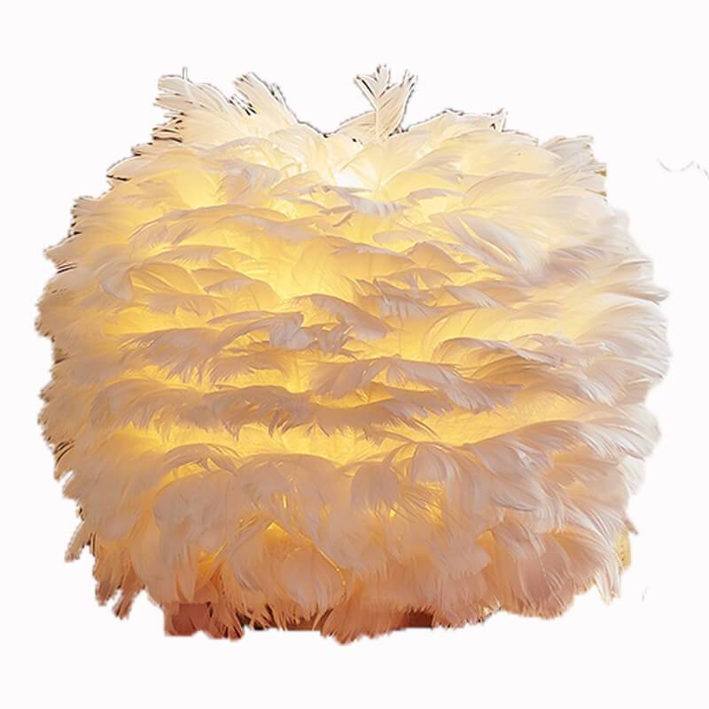 Contemporary Ball-Shaped Table Lamp with Feather Design