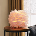 Contemporary Ball-Shaped Table Lamp with Feather Design