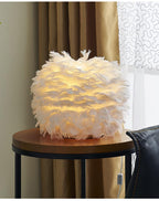 Contemporary Ball-Shaped Table Lamp with Feather Design
