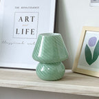 Contemporary Striped Mushroom Glass Table Lamp - 1 Light