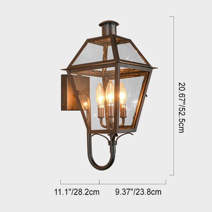 Premium Waterproof Iron 3-Light Outdoor Wall Lantern