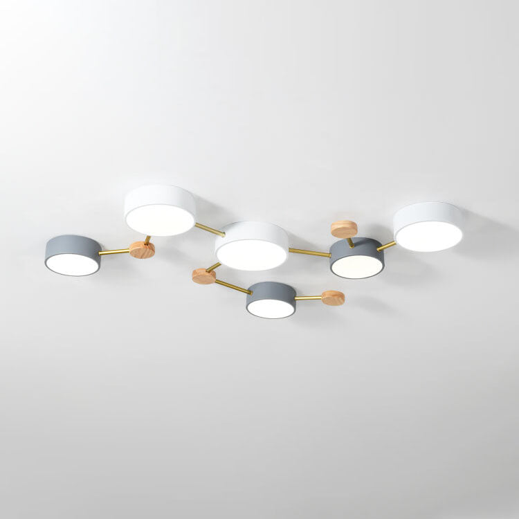 Scandinavian Minimalist Solid Wood and Iron LED Flush