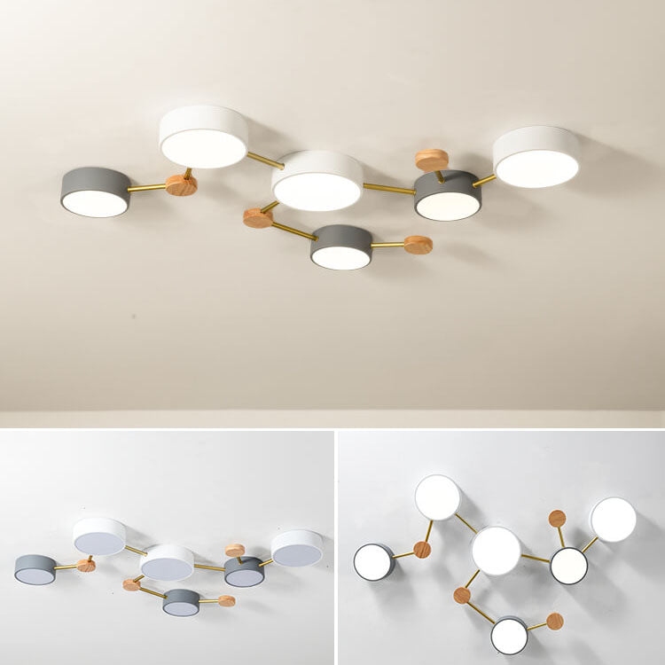 Scandinavian Minimalist Solid Wood and Iron LED Flush