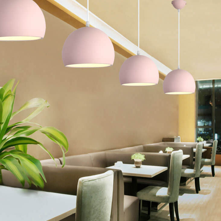 Contemporary Round Iron Pendant Light - Single Light, Solid Color