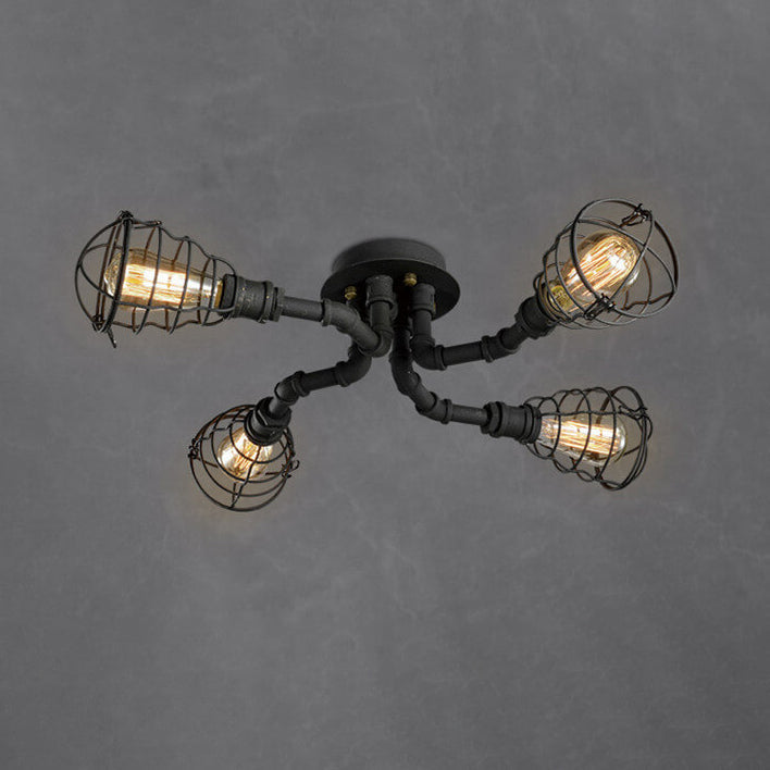 Industrial Round Iron Flush Mount