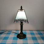Vintage European Tiffany Square Stained Glass Table Lamp - 1 Light