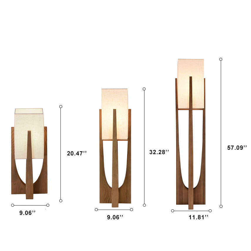 Contemporary Solid Wood 1-Light Floor Lamp with Fabric Shade