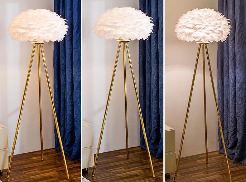 Contemporary Globe Floor Lamp with Feather Design