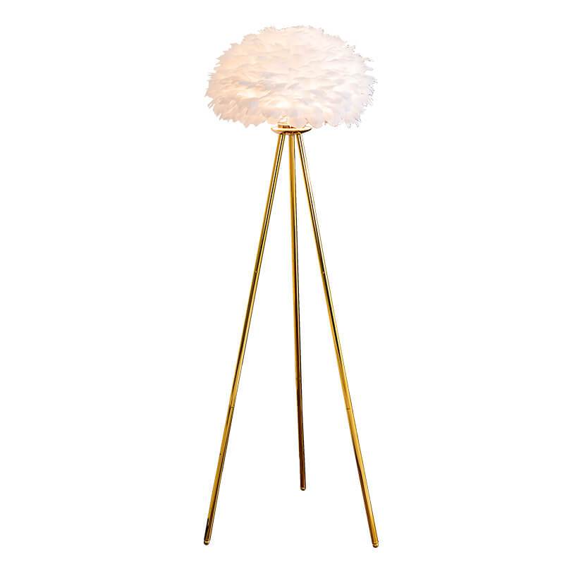 Contemporary Globe Floor Lamp with Feather Design