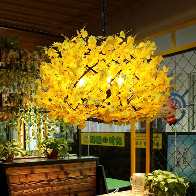 Colorful Floral 3-Light Globe Chandelier