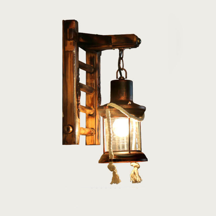 Premium Vintage Bamboo Weaving Kerosene Wall Sconce Lamp