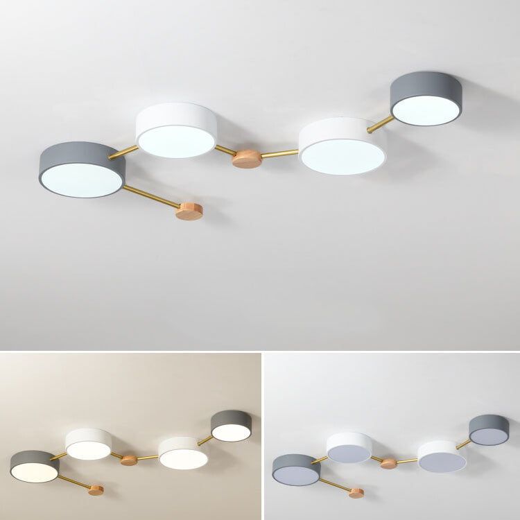 Scandinavian Minimalist Solid Wood and Iron LED Flush
