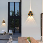 Premium Hexagonal Black and Gold LED Outdoor Wall Sconce
