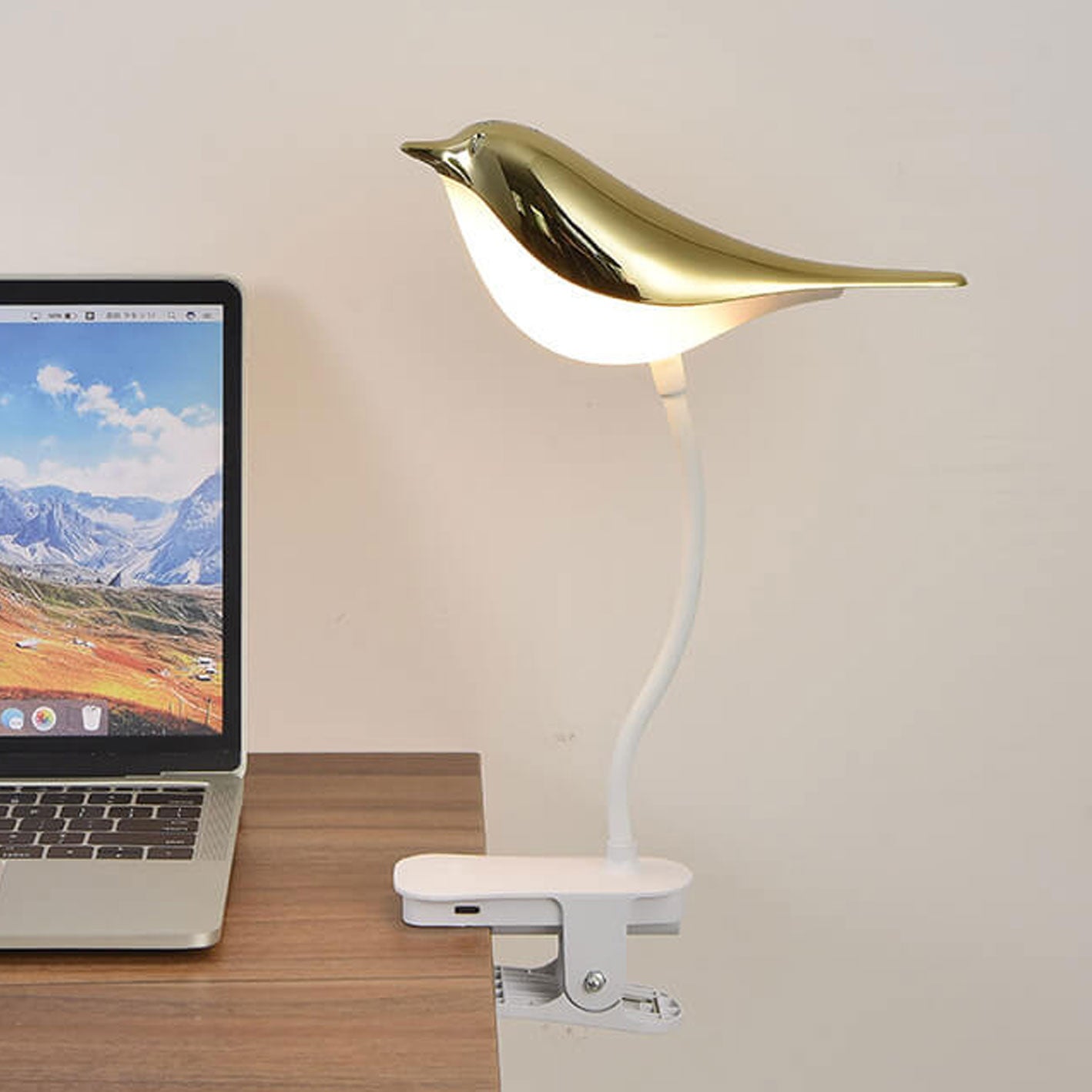 Nordic Bird Clip LED Night Light - USB Rechargeable Table Lamp