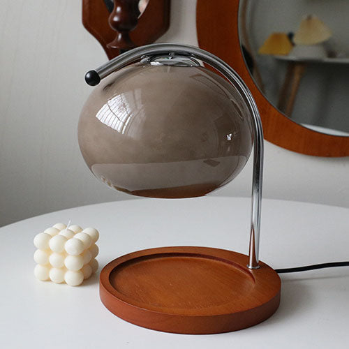 Premium Vintage Glass Dome Table Lamp with Solid Wood Base - 1-Light Melting Wax Design