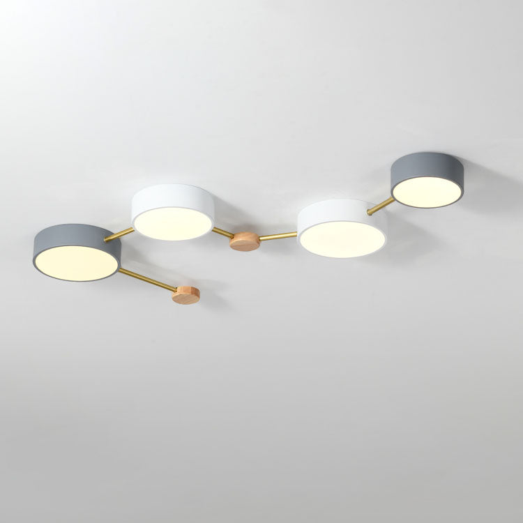 Scandinavian Minimalist Solid Wood and Iron LED Flush