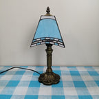 Vintage European Tiffany Square Stained Glass Table Lamp - 1 Light