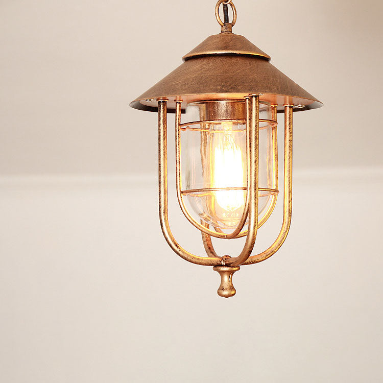 Vintage Aluminum and Glass Outdoor Pendant Light