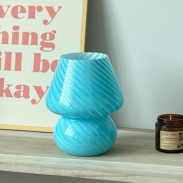 Contemporary Striped Mushroom Glass Table Lamp - 1 Light