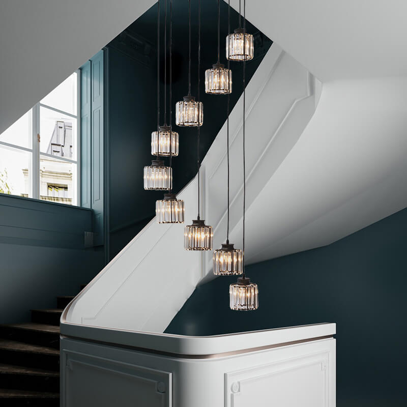 Contemporary Crystal Stairway Chandelier