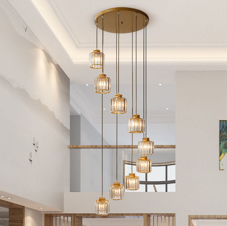 Contemporary Crystal Stairway Chandelier