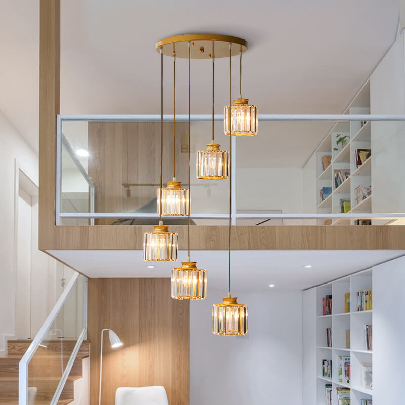 Contemporary Crystal Stairway Chandelier